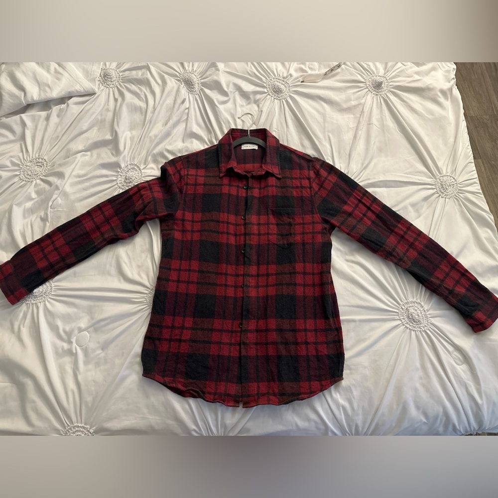 John Elliott Red and Black Checkered Shirt
